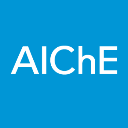 American Institute of Chemical Engineers AIChE logo in blue and white